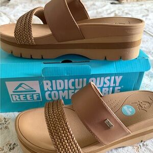Reef Tan Platform Sandals with Cushioned Footbed